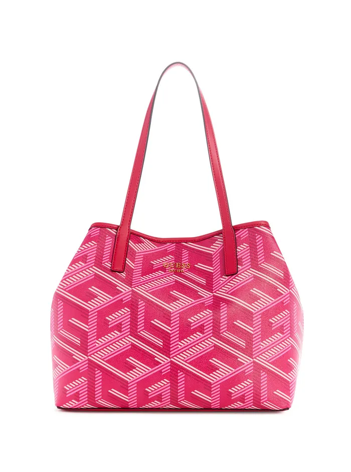 Women Tote Bags GUESS Magenta Logo Vikky Tote Bag