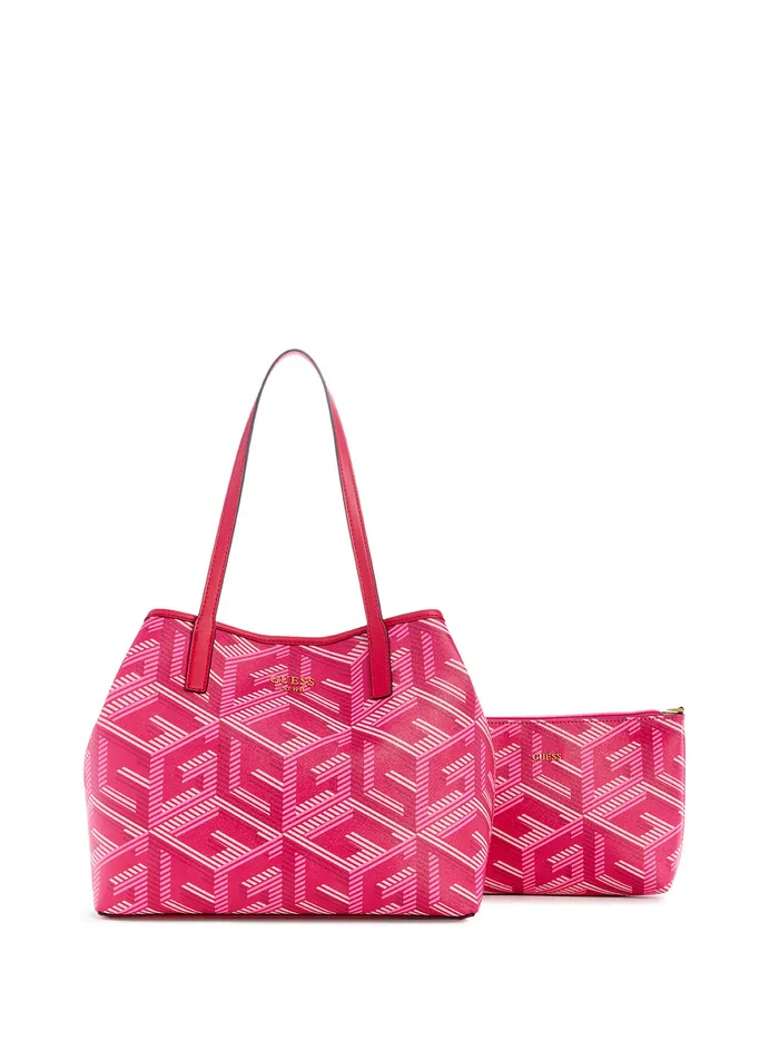 Women Tote Bags GUESS Magenta Logo Vikky Tote Bag
