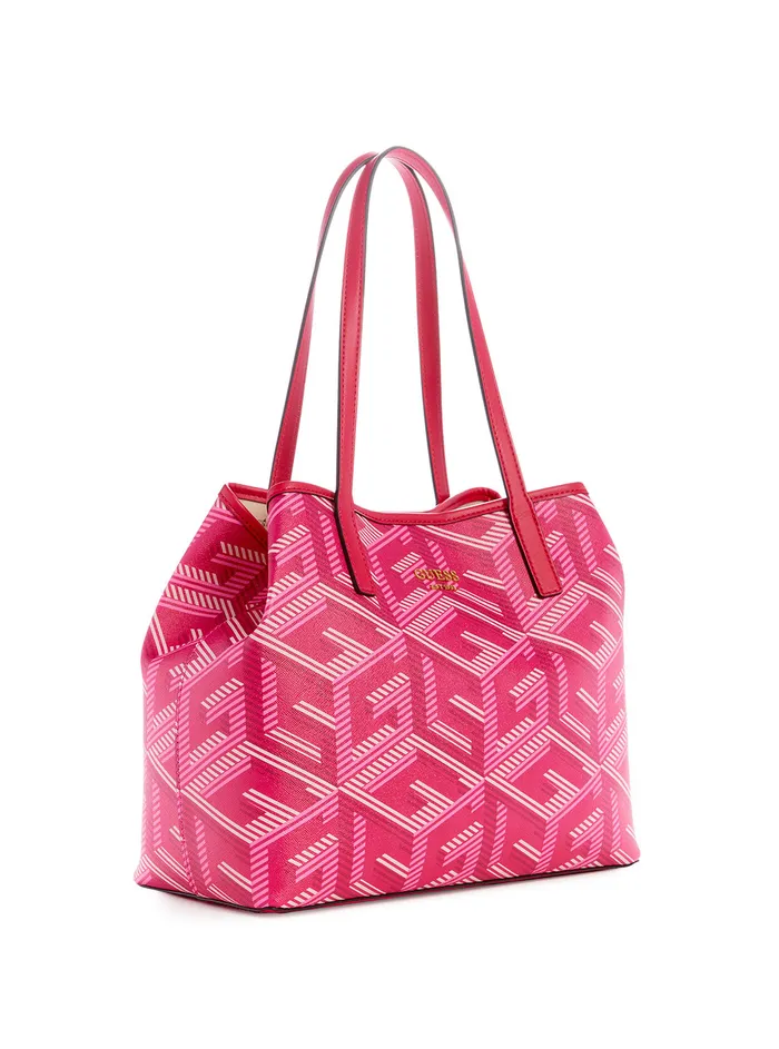 Women Tote Bags GUESS Magenta Logo Vikky Tote Bag