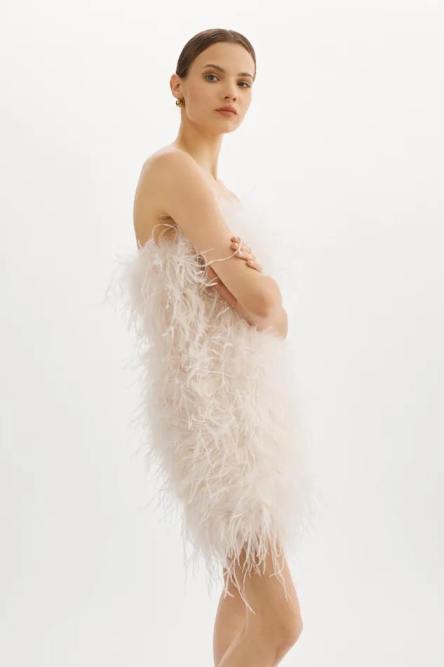 Women TRIANA Feather Dress Bone LAMARQUE Dresses Women TRIANA Feather Dress Bone LAMARQUE Dresses