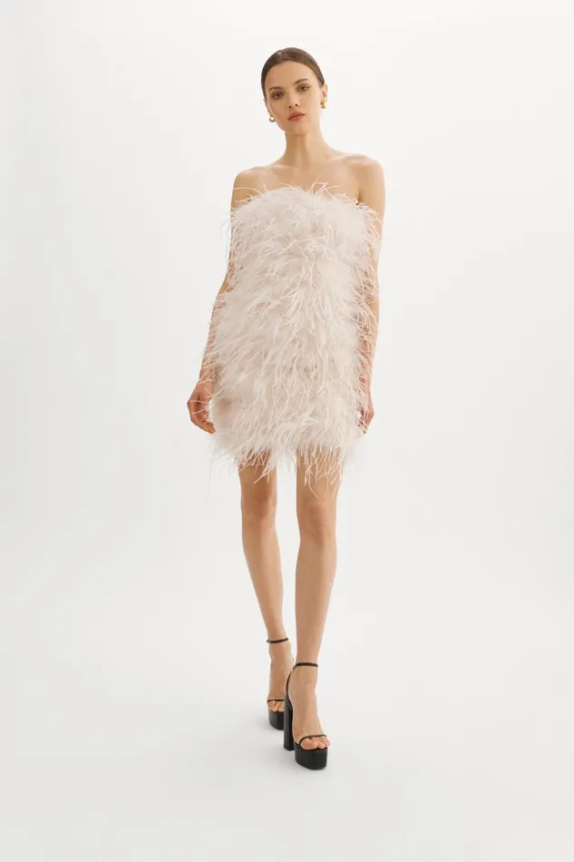 Women TRIANA Feather Dress Bone LAMARQUE Dresses Women TRIANA Feather Dress Bone LAMARQUE Dresses