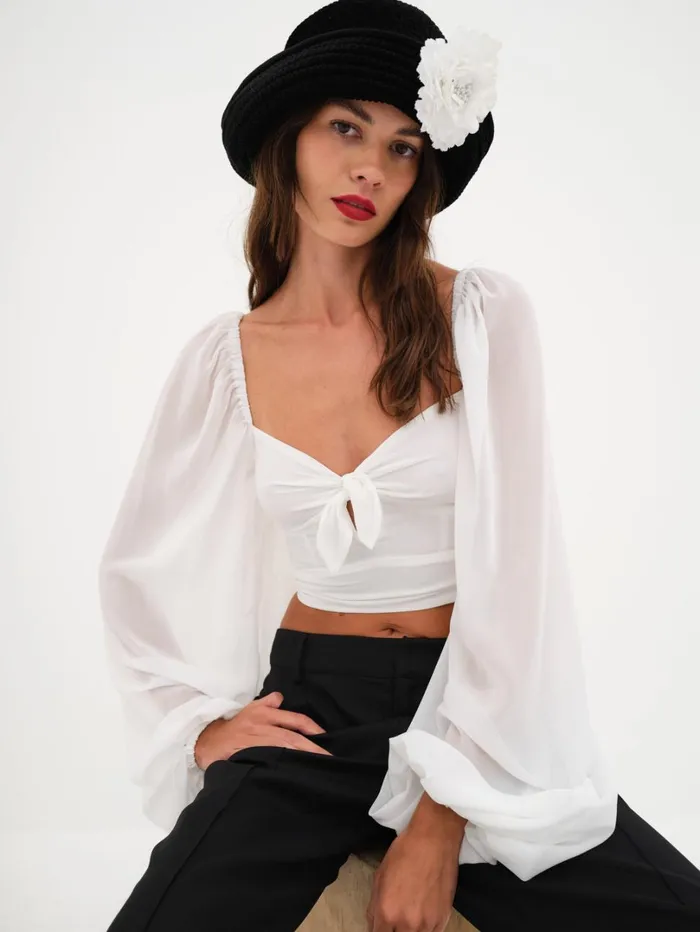Women Trisha Crop Top White For Love and Lemons Tops