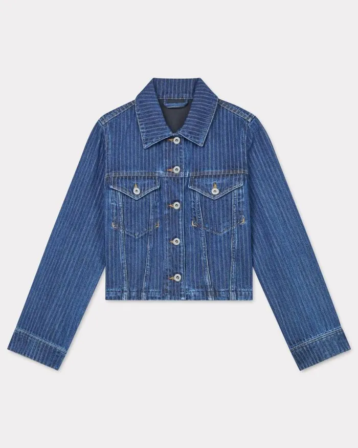 Women Trucker Jacket In Japanese Denim Dark Stone Blue Denim Kenzo Jackets And Coats
