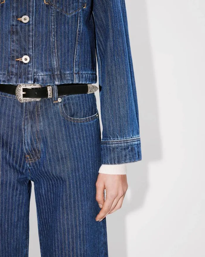 Women Trucker Jacket In Japanese Denim Dark Stone Blue Denim Kenzo Jackets And Coats