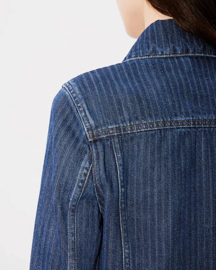 Women Trucker Jacket In Japanese Denim Dark Stone Blue Denim Kenzo Jackets And Coats