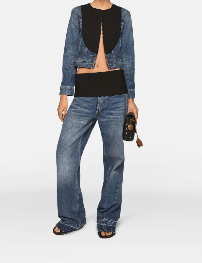 Women TuxedoInspired Denim Jacket Vintage Wash Denim Stella McCartney Coats And Jackets