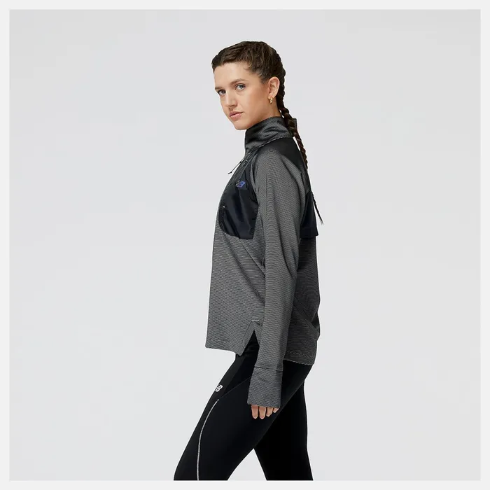 Women United Airlines NYC Half Q Speed Shift 12 Zip Black New Balance Hoodies and Sweatshirts