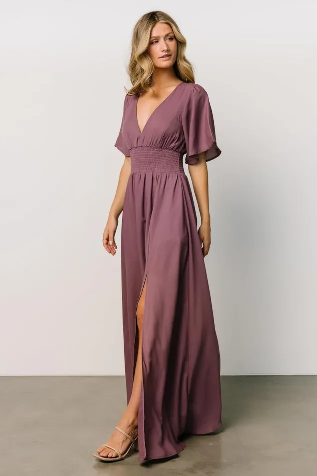 Women Verona Smocked Maxi Dress Vintage Plum Baltic Born The Guest Edit Women Verona Smocked Maxi Dress Vintage Plum Baltic Born The Guest Edit