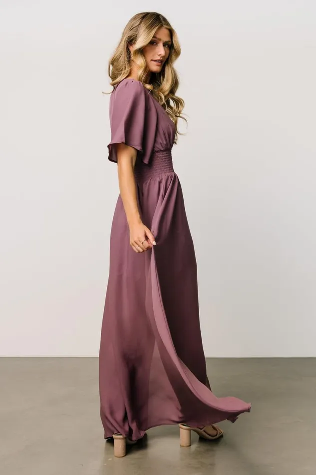 Women Verona Smocked Maxi Dress Vintage Plum Baltic Born The Guest Edit Women Verona Smocked Maxi Dress Vintage Plum Baltic Born The Guest Edit