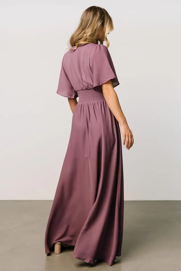 Women Verona Smocked Maxi Dress Vintage Plum Baltic Born The Guest Edit Women Verona Smocked Maxi Dress Vintage Plum Baltic Born The Guest Edit