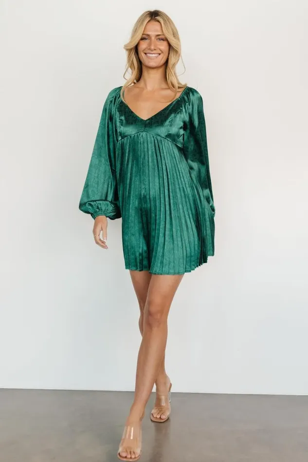 Women Volos Pleated Mini Dress Green Baltic Born Short Dresses