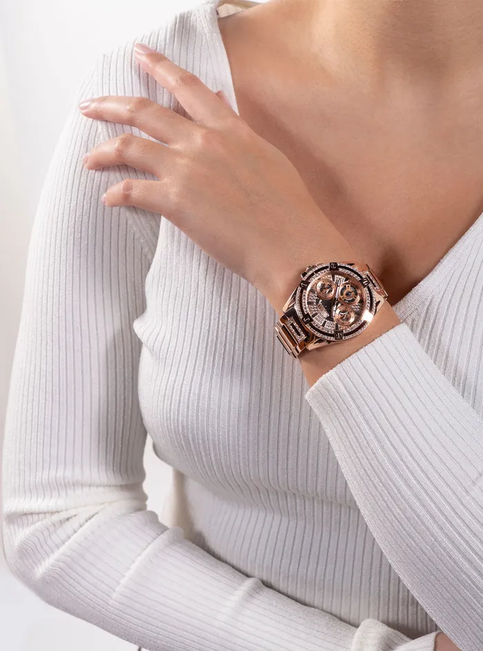 Women Watches GUESS Rose Gold Crystal Queen Watch