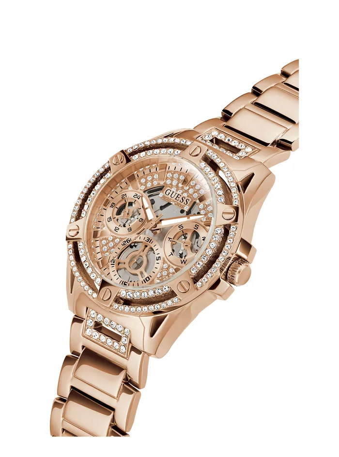 Women Watches GUESS Rose Gold Crystal Queen Watch