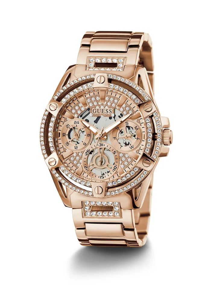 Women Watches GUESS Rose Gold Crystal Queen Watch
