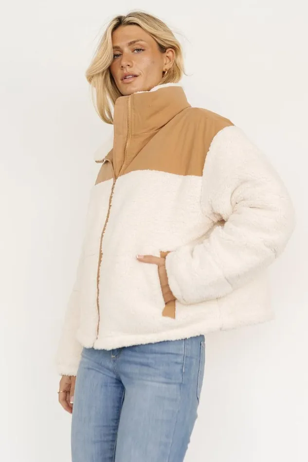Women Weekender Sherpa Puffer Jacket Cream Camel Baltic Born Outerwear Women Weekender Sherpa Puffer Jacket Cream Camel Baltic Born Outerwear