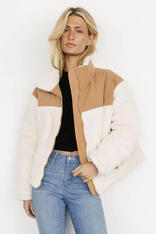 Women Weekender Sherpa Puffer Jacket Cream Camel Baltic Born Outerwear Women Weekender Sherpa Puffer Jacket Cream Camel Baltic Born Outerwear