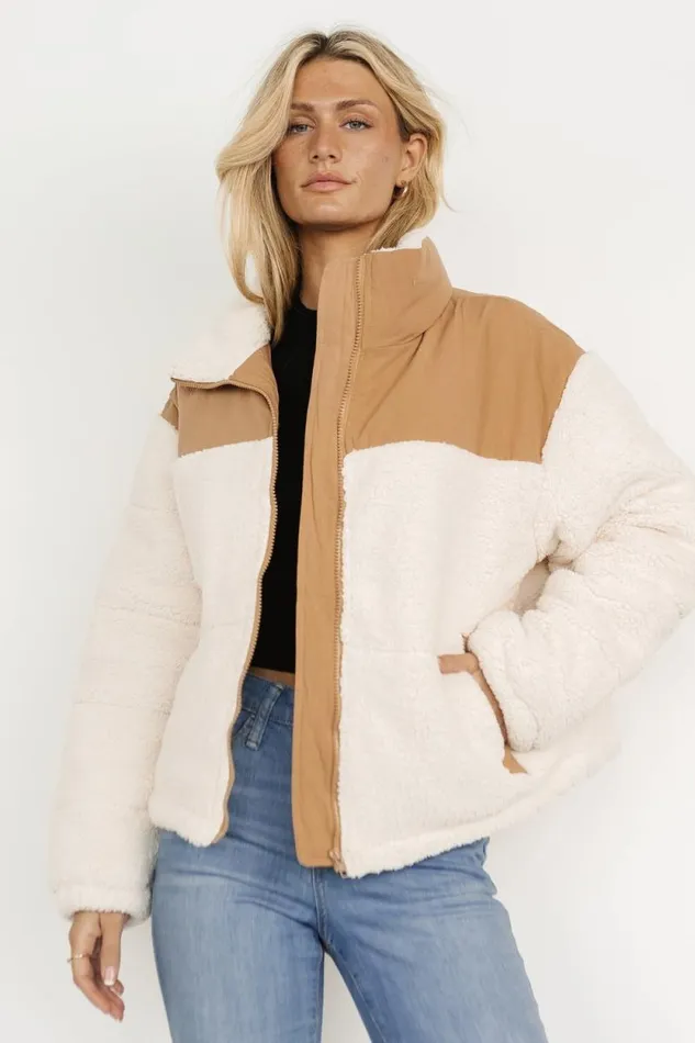 Women Weekender Sherpa Puffer Jacket Cream Camel Baltic Born Outerwear Women Weekender Sherpa Puffer Jacket Cream Camel Baltic Born Outerwear