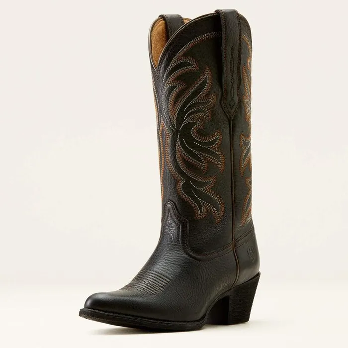 Women Western Boots Ariat Heritage J Toe Stretchfit Western Boot Black Deertan