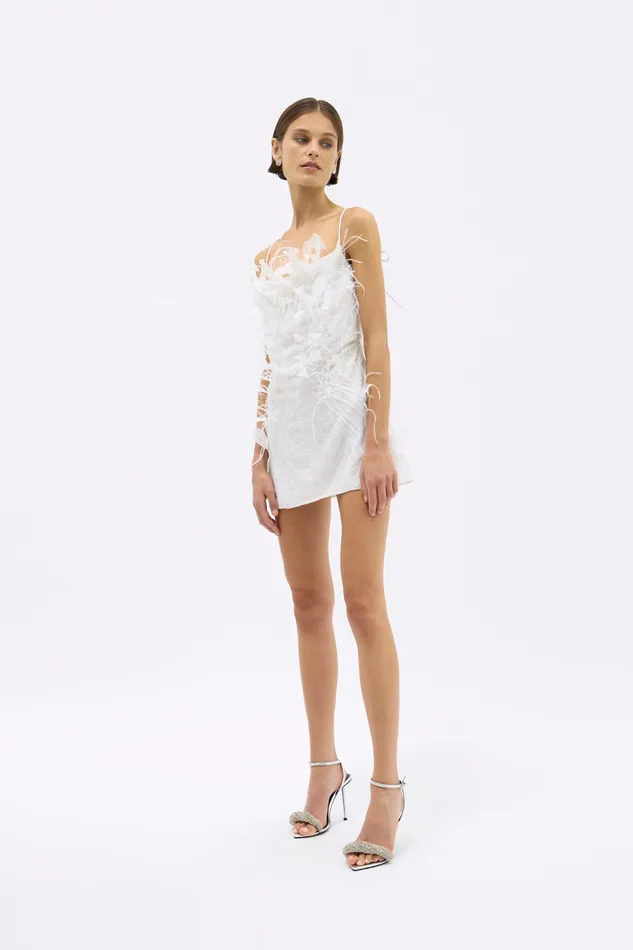 Women White Dresses Rachel Gilbert ASTRA MINI Women White Dresses Rachel Gilbert ASTRA MINI