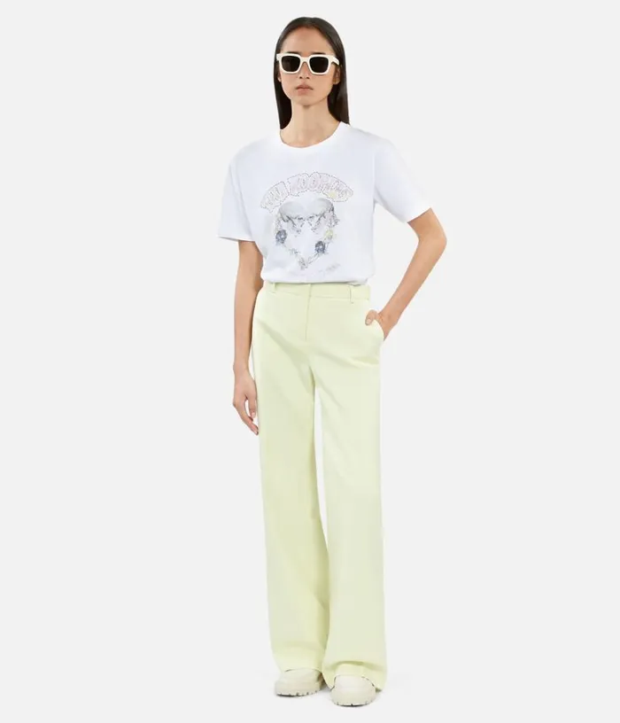 Women White Tshirt With Skull Heart Serigraphy THE KOOPLES Tshirts