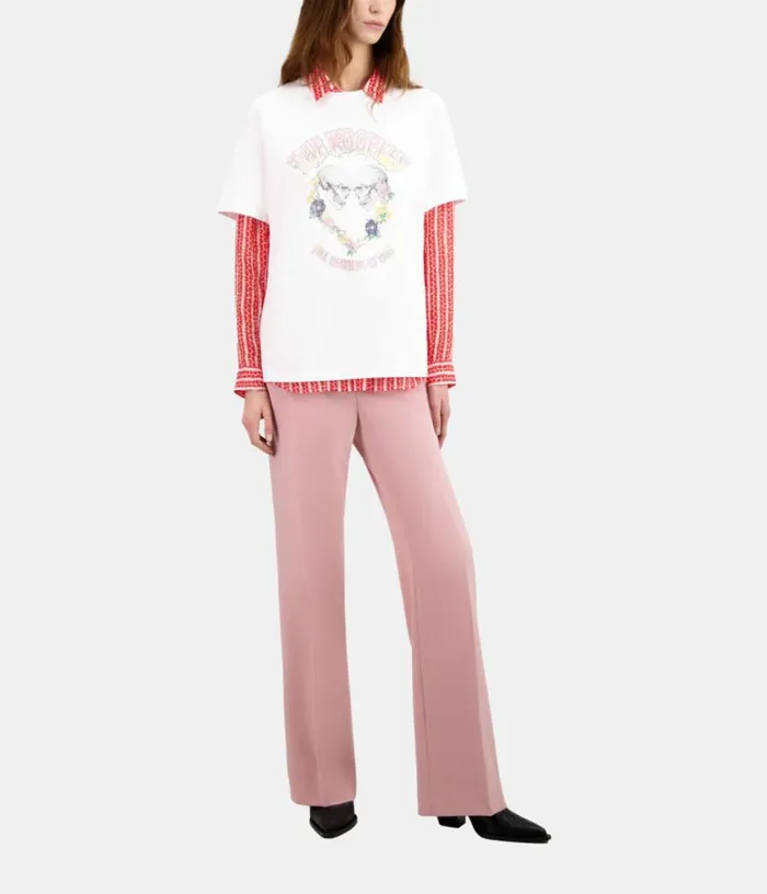Women White Tshirt With Skull Heart Serigraphy THE KOOPLES Tshirts