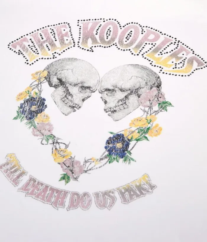Women White Tshirt With Skull Heart Serigraphy THE KOOPLES Tshirts