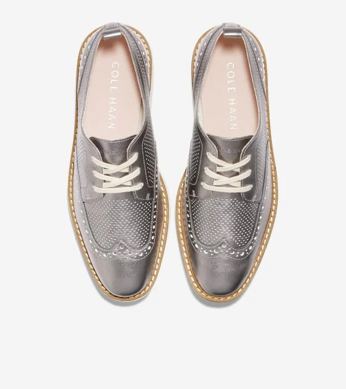 Women Women039s riginalGrand Platform Wingtip Oxford Silver Cole Haan Oxfords Women Women039s riginalGrand Platform Wingtip Oxford Silver Cole Haan Oxfords
