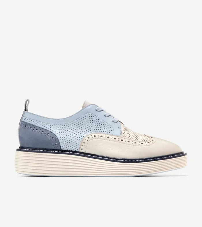 Women Women039s riginalGrand Platform Wingtip Oxfords Blue Cole Haan Oxfords