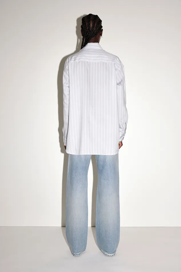 Women Wonhundred Zara Stripe 8211 Grey Stripe Shirts and Blouses