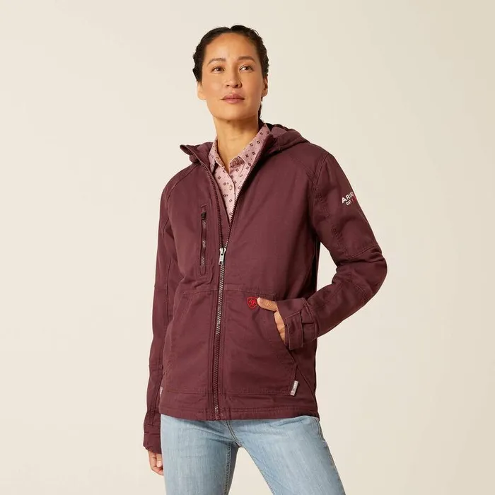 Women Workwear Ariat FR DuraLight Cordura Canvas Jacket Catawba Grape