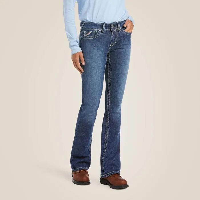Women Workwear Ariat FR DuraStretch Basic Boot Cut Jean Blue Quartz