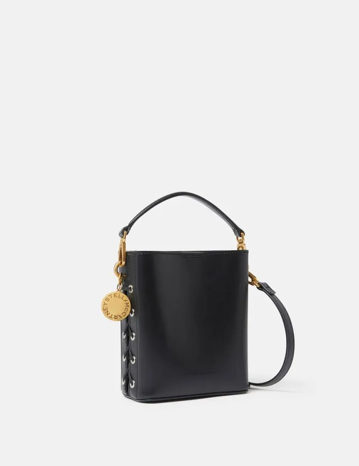 Women Woven Bucket Bag Midnight Black Stella McCartney Crossbody Bags