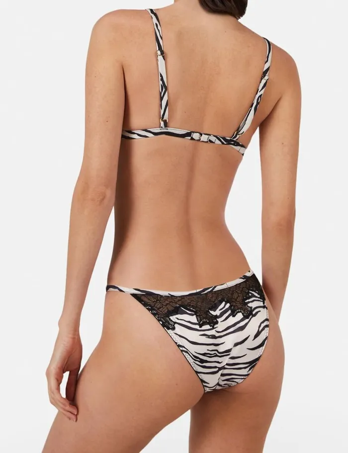 Women Zebra Print Satin String Bikini Briefs Blackwhite Stella McCartney Lingerie And Sleepwear