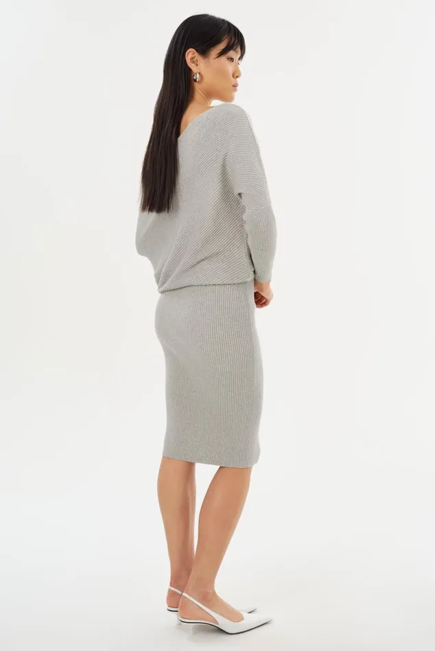 Women ZENOBIA Knit Midi Dress Light Heather Grey LAMARQUE Dresses Women ZENOBIA Knit Midi Dress Light Heather Grey LAMARQUE Dresses