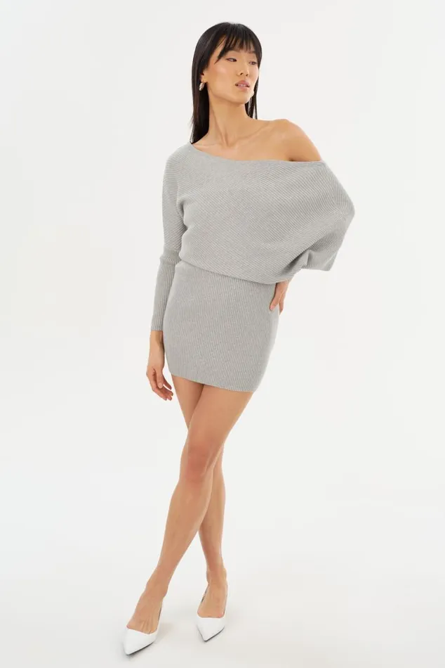 Women ZENOBIA Knit Midi Dress Light Heather Grey LAMARQUE Dresses Women ZENOBIA Knit Midi Dress Light Heather Grey LAMARQUE Dresses