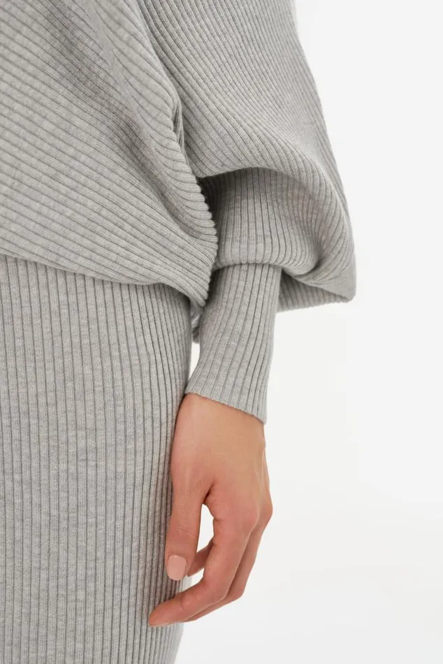 Women ZENOBIA Knit Midi Dress Light Heather Grey LAMARQUE Dresses Women ZENOBIA Knit Midi Dress Light Heather Grey LAMARQUE Dresses