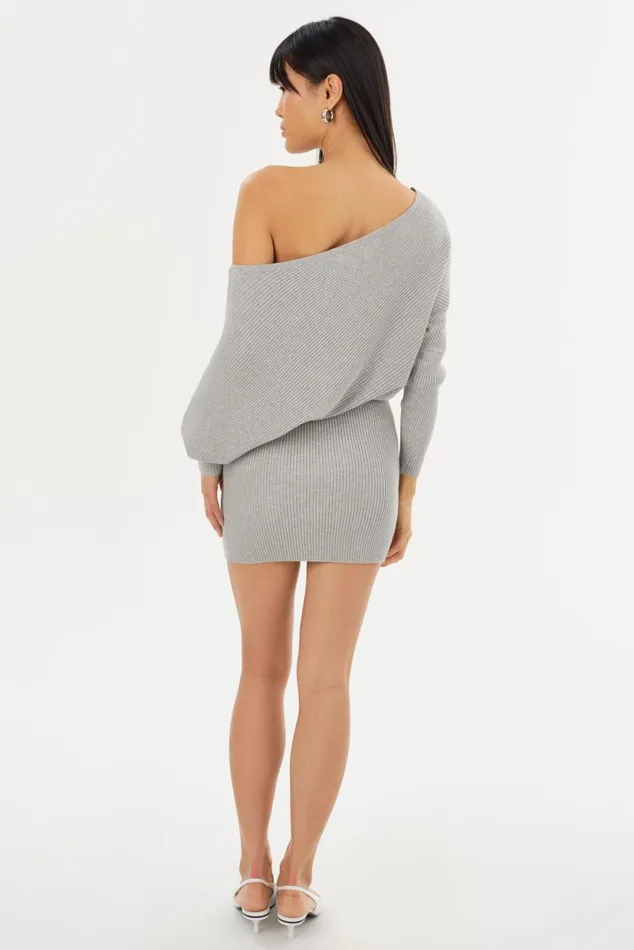 Women ZENOBIA Knit Midi Dress Light Heather Grey LAMARQUE Dresses Women ZENOBIA Knit Midi Dress Light Heather Grey LAMARQUE Dresses