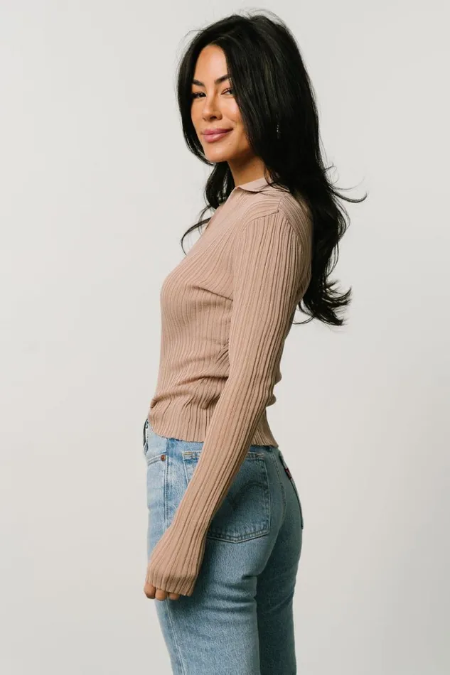 Women Zia Knit Top Tan Baltic Born Blouses and Shirts