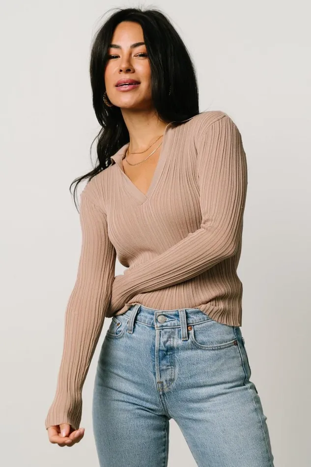 Women Zia Knit Top Tan Baltic Born Blouses and Shirts