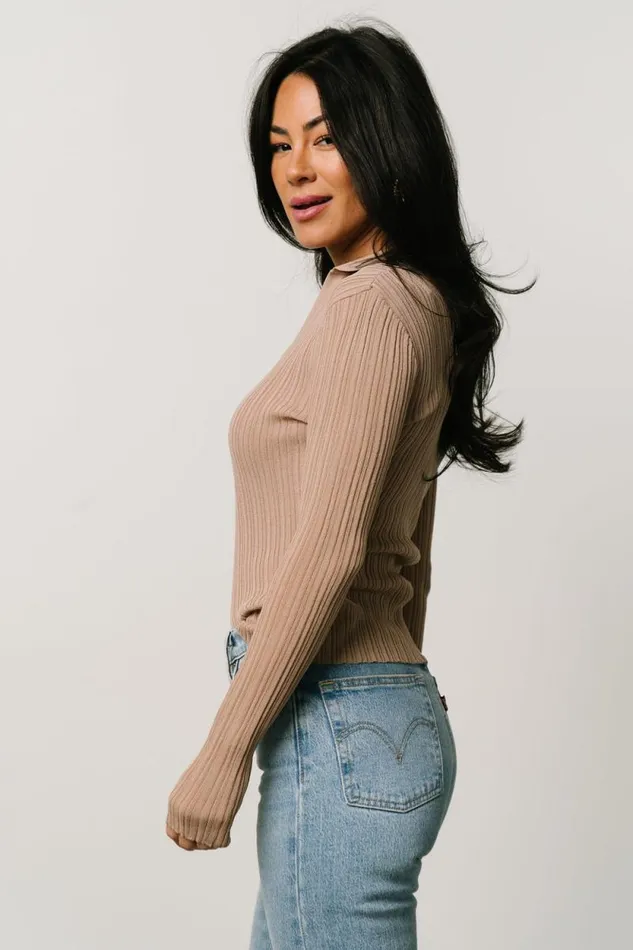 Women Zia Knit Top Tan Baltic Born Blouses and Shirts