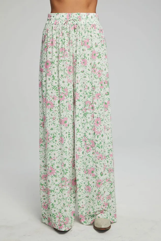 Womens Bottoms Chaser Brand Hudson Joggers 8211 Grass Daisy Floral