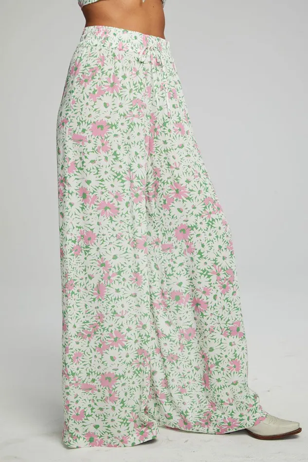Womens Bottoms Chaser Brand Hudson Joggers 8211 Grass Daisy Floral