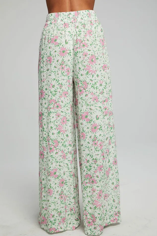 Womens Bottoms Chaser Brand Hudson Joggers 8211 Grass Daisy Floral
