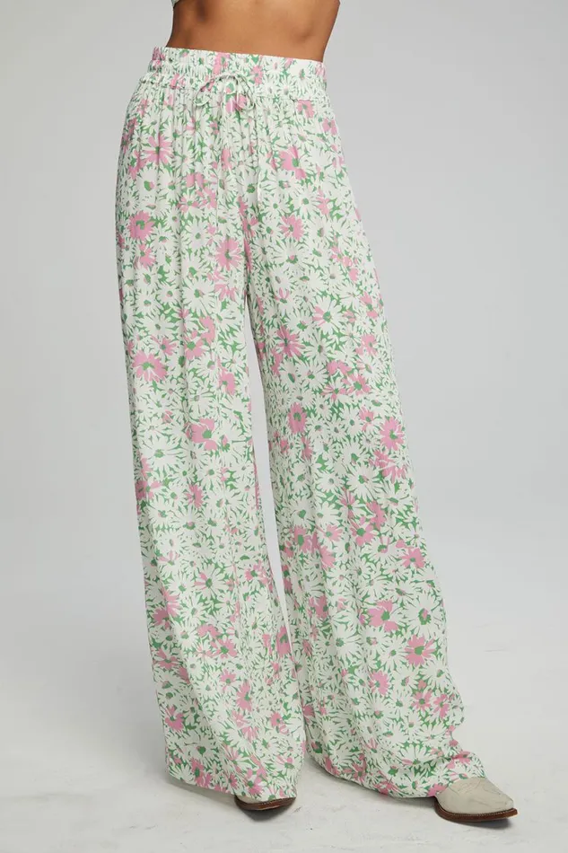 Womens Bottoms Chaser Brand Hudson Joggers 8211 Grass Daisy Floral