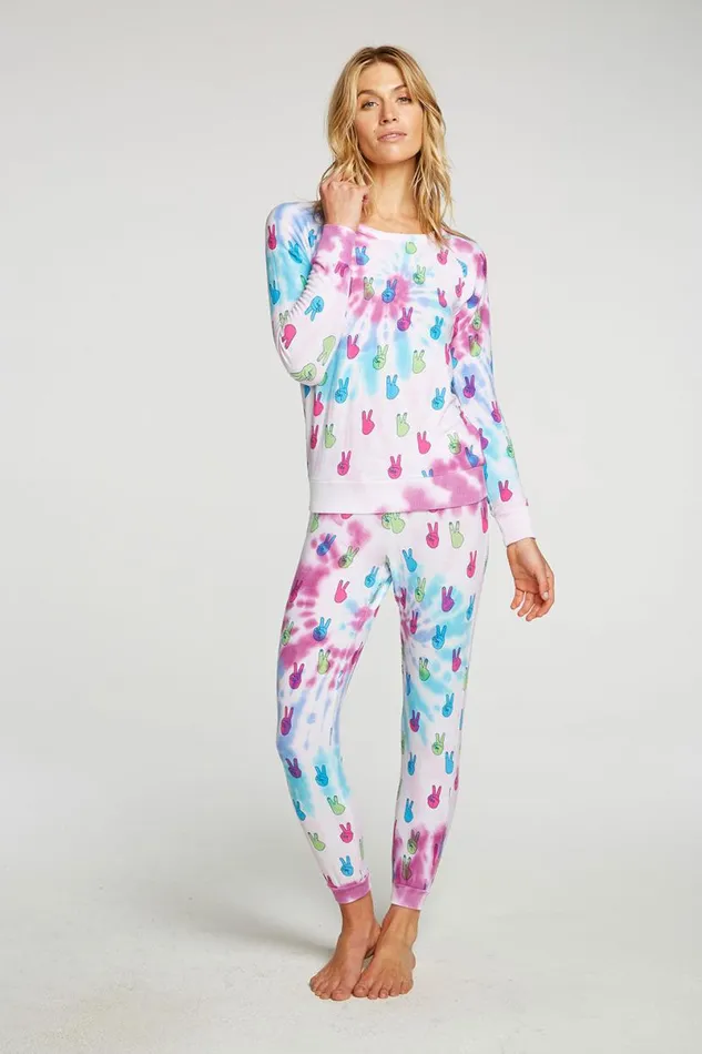 Womens Bottoms Chaser Brand Tie Dye Peace Out Pants