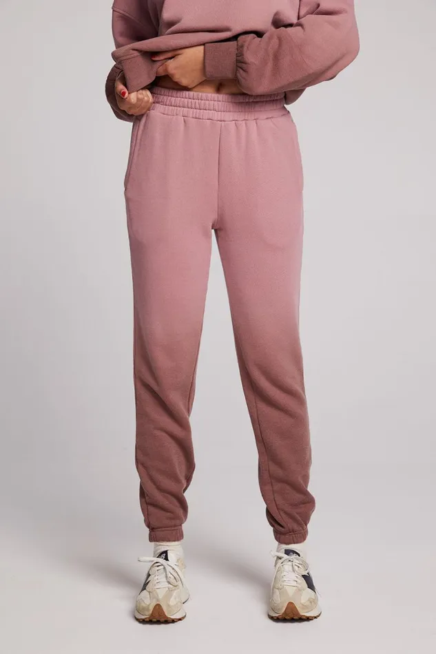 Womens Bottoms Chaser Brand Wilshire Mauve RoseCoco Brown Dip Dye Joggers