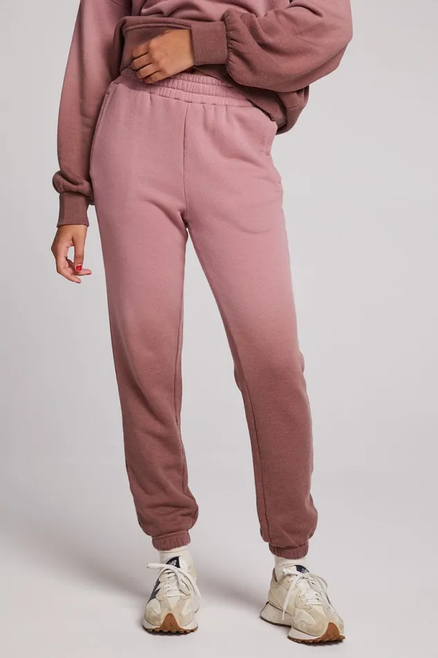 Womens Bottoms Chaser Brand Wilshire Mauve RoseCoco Brown Dip Dye Joggers