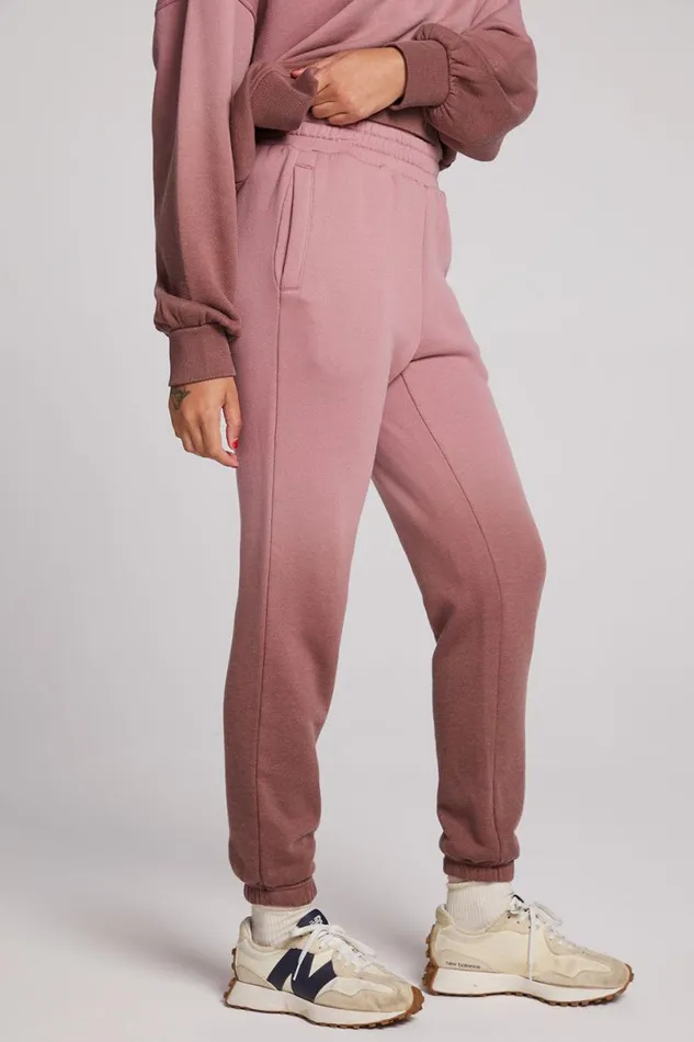 Womens Bottoms Chaser Brand Wilshire Mauve RoseCoco Brown Dip Dye Joggers