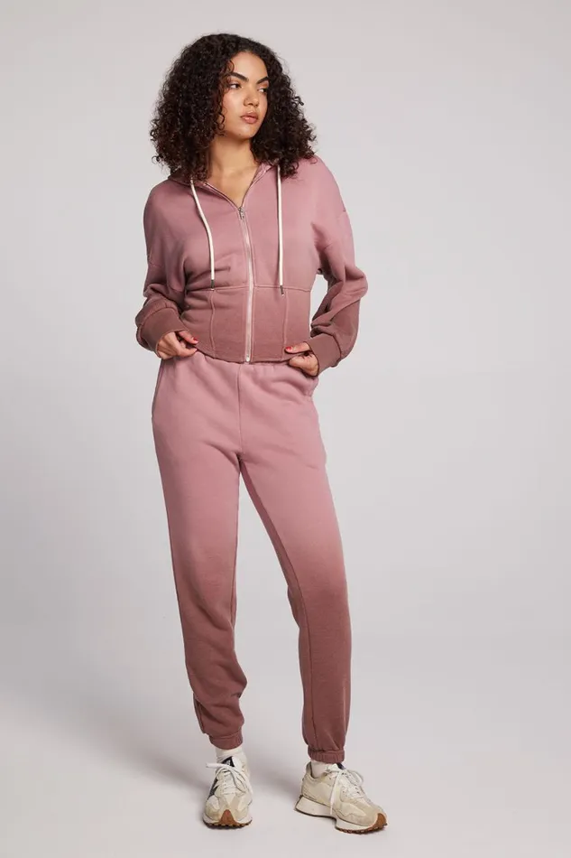 Womens Bottoms Chaser Brand Wilshire Mauve RoseCoco Brown Dip Dye Joggers
