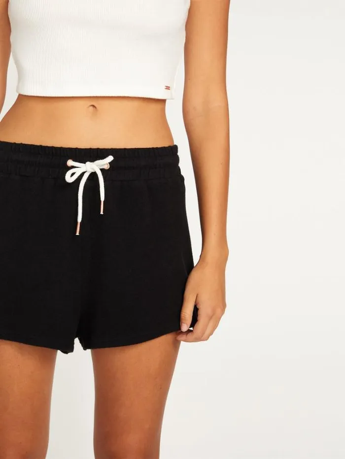 Womens Bottoms Volcom Lived In Lounge Fleece Shorts 8211 Black